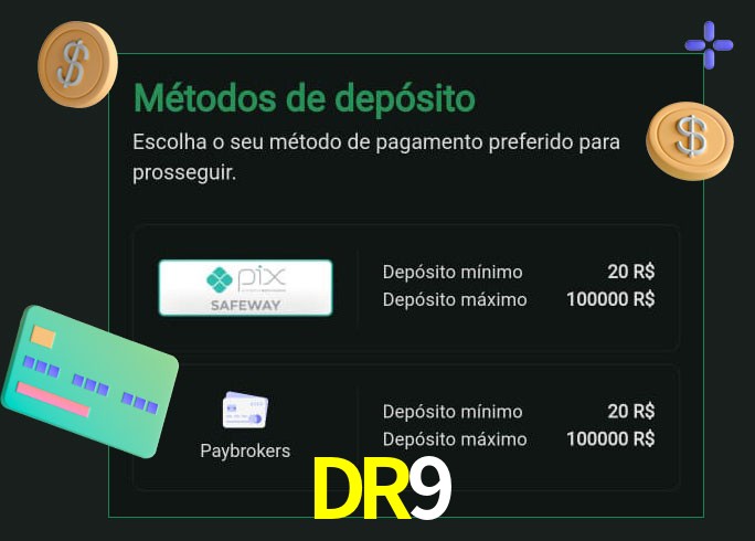 O cassino DR9 oferece uma grande variedade de métodos de pagamento